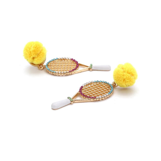Yellow - Tennis Racket Earrings